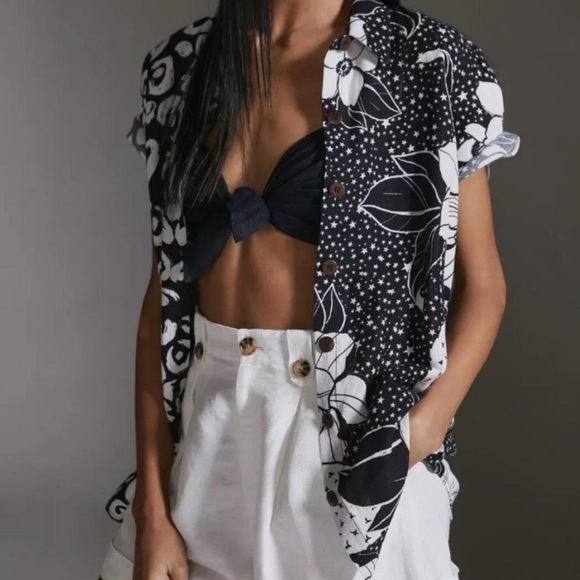 Farm Rio for Anthropologie | Playful Printed Surf Shirt | Like New | Size S - Picture 2 of 11